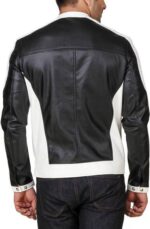 Back design of two-tone biker motorcycle jacket