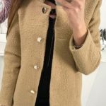 Camel Wool Single Breasted Stand Collar Casual Coat