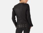 Celeste Studded Black Leather Jacket - Image 3