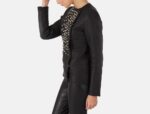 Celeste Studded Black Leather Jacket - Image 2