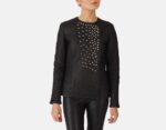 Celeste Studded Black Leather Jacket