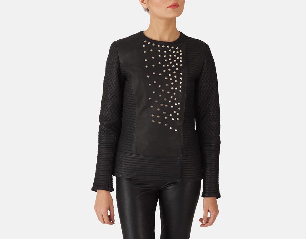 celeste-studded-black-leather-jacket-2 (3) Celeste Studded Black Leather Jacket - Image 1