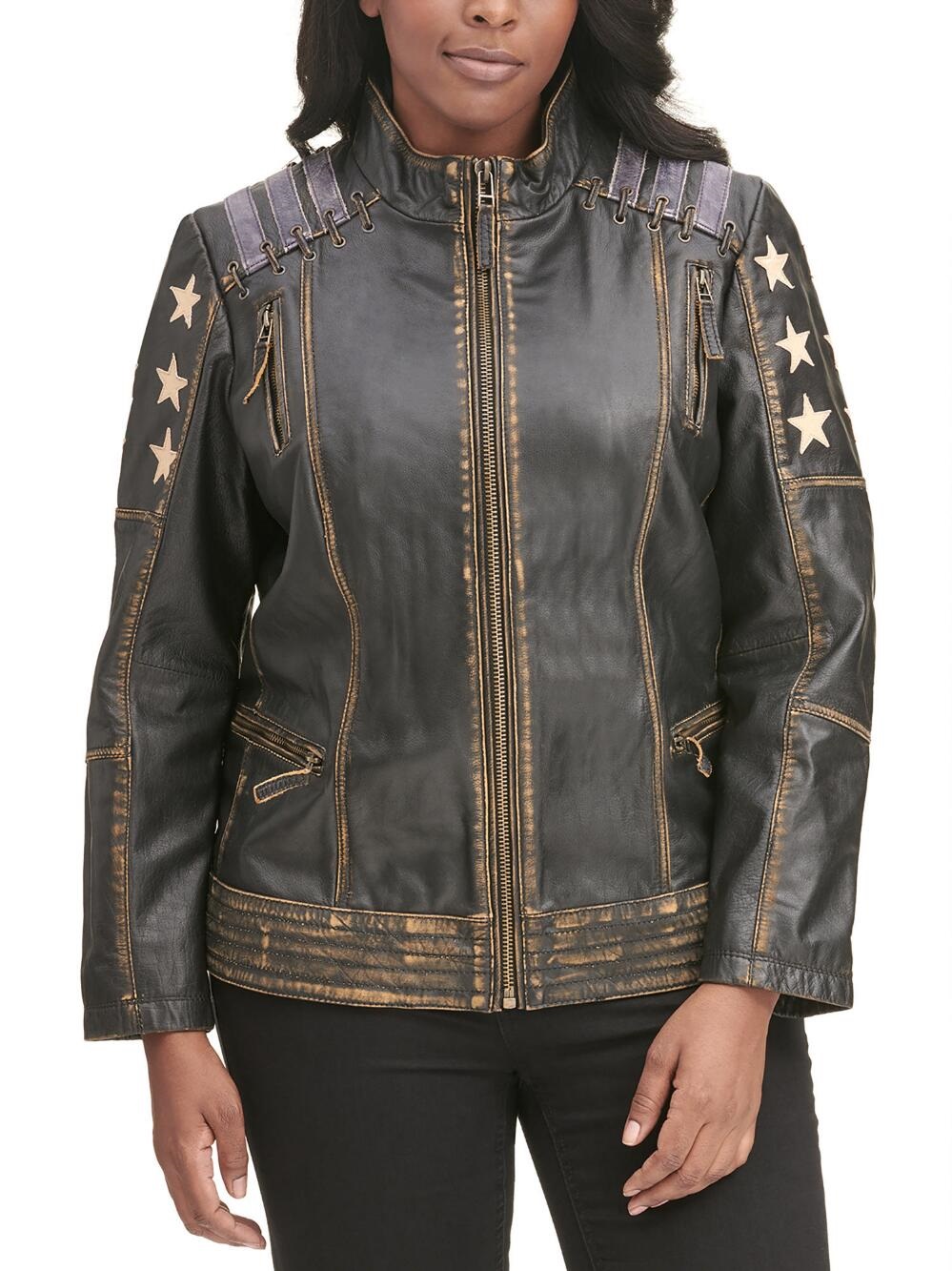 Stars and Stripes Distressed Leather Jacket Stars and Stripes Distressed Leather Jacket