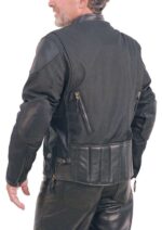 Front of Rider wearing black leather motorcycle jacket