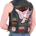 Men's Patched Up Leather Motorcycle Vest