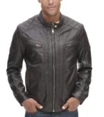 Men's Vintage Quilted Leather Jacket With Zippered Pockets - Image 4