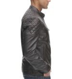 Men's Vintage Quilted Leather Jacket With Zippered Pockets - Image 6