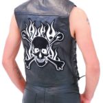 Skull Patch Leather Biker Vest