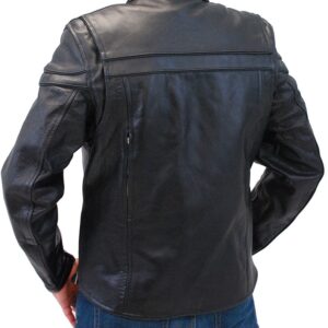 Back view leather biker jacket with vents