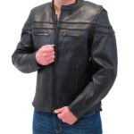 Front view vented naked leather motorcycle jacket