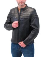 Front view vented naked leather motorcycle jacket