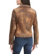 Vintage Asymmetrical Break Distressed Leather Back
