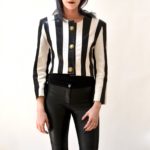 Leather Jacket With Black White Stripes