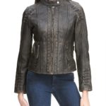 Vintage Classic Distressed Leather Jacket zip close