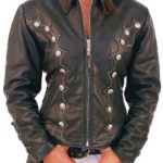 Western Leather Jacket With Conchos and studs