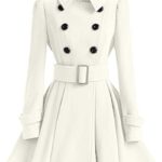 White Turn-down Collar Slim Double Button Wool Coat