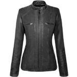Women's Real Leather Zipper Jacket