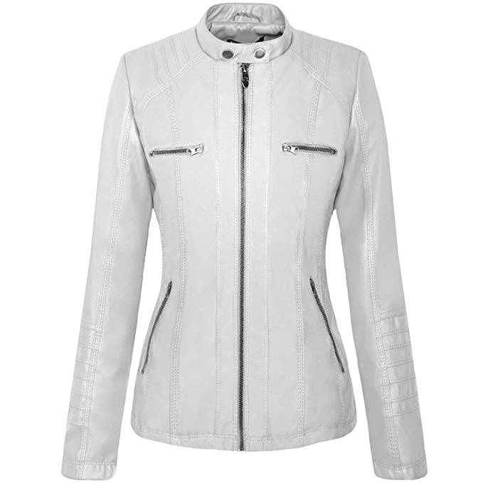 White zipper biker leather jacket for women White zipper biker leather jacket for women