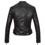 Back of Black leather biker jacket Tmoda 273