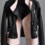 Women's pink punk bomber jacket with asymmetrical front zipper