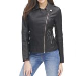 Women's Black Color Cycle Leather Jacket