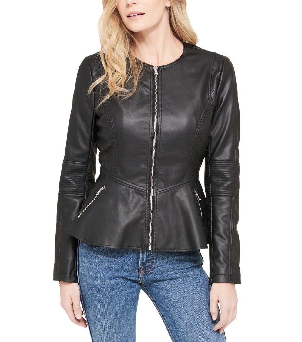 womens-black-color-peplum-leather-jacket (2) Women's Black Color Peplum Leather Jacket - Image 1