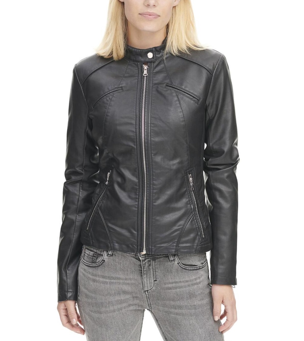 Women's Black Color Scuba Leather Jacket