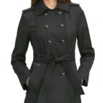 Women's Bonded Black Trench Coat