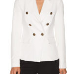 Women's Crepe Double-Breasted White Blazer