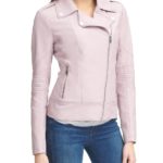 Women's Dusty Pink Color Cycle Leather Jacket