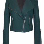Women's Forest Green Wool Moto Jacket