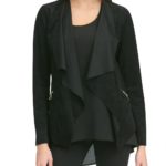 Women's Front Open Black Suede Jacket