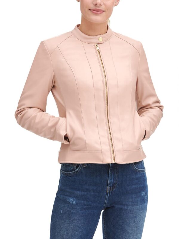 Women's Front Zip Blush Leather Jacket - Image 5