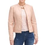 Women's Front Zip Blush Leather Jacket