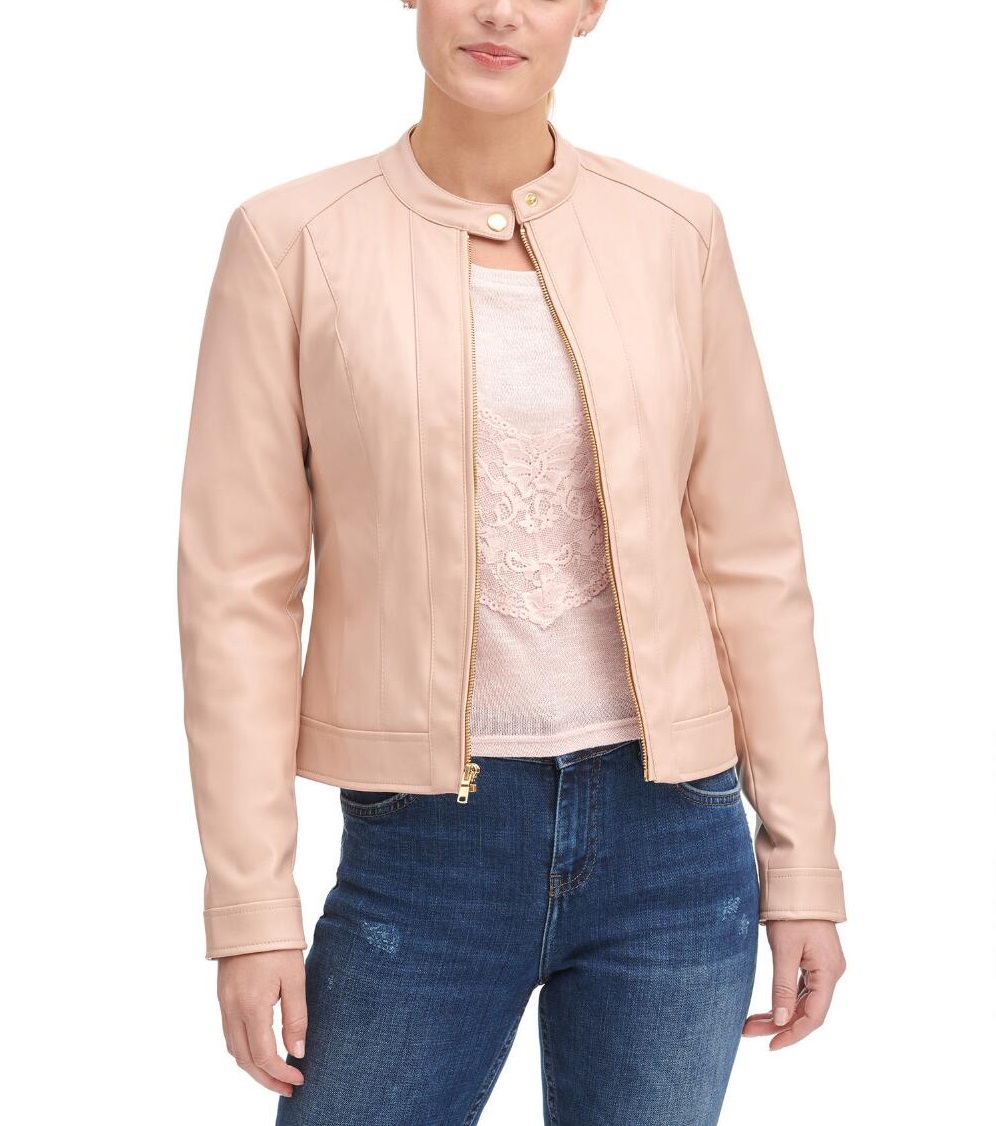 womens-front-zip-blush-leather-jacket (2) Women's Front Zip Blush Leather Jacket - Image 1