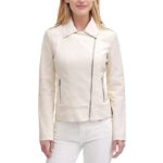 Women's Ivory Color Cycle Leather Jacket