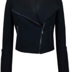 Women's Jet Black Wool Moto Jacket