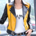 Yellow Women’s Biker Leather Jacket