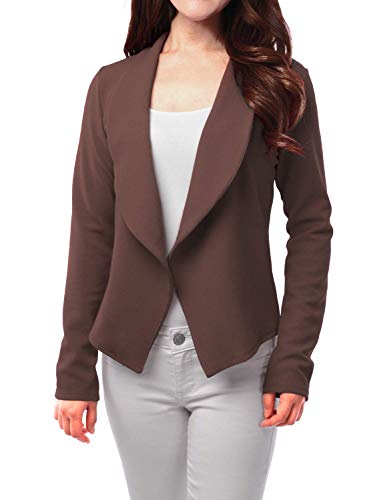 womens-open-front-mocha-blazer-jacket (2) Women's Open Front Mocha Blazer Jacket - Image 1