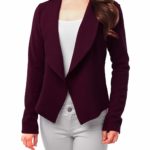 Women's Open Front Wine Color Blazer Jacket