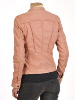 Women's Pink double breasted leather jacket - Image 2