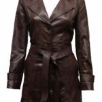 Women's Leather Brown Long Coat