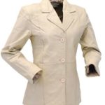 Women's Sand Color 3 Button Leather Coat