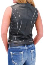 Women's Studded Motorcycle Vest With Zipper - Image 2