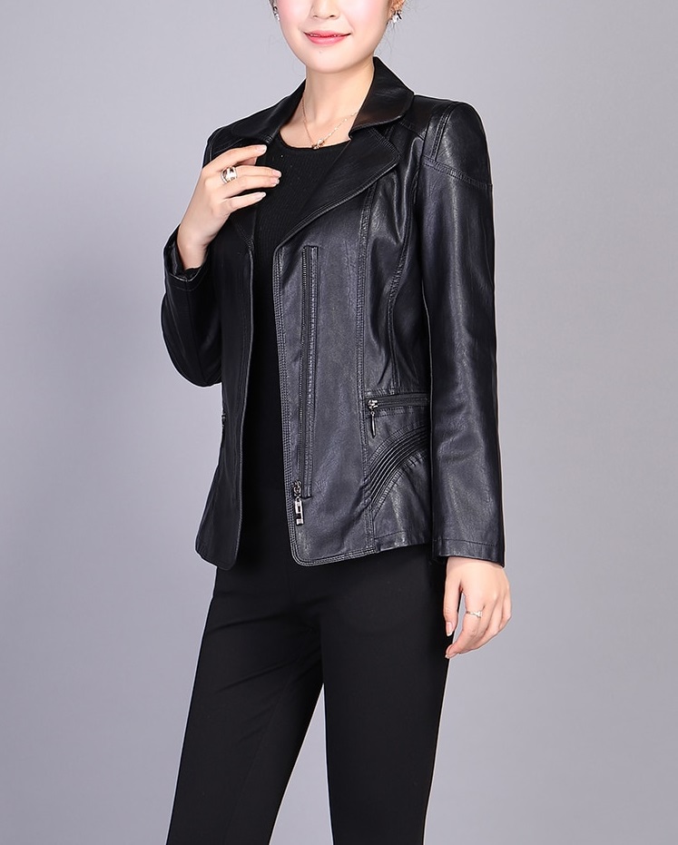 womens-turn-down-collar-black-color-leather-jacket (2) Women's Turn Down Collar Black Color Leather Jacket - Image 1