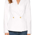 Women's Two Button White Peplum Blazer