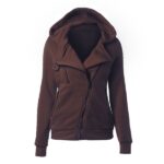 Women's Zipper Long Sleeved Brown Jacket