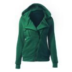 Women's Zipper Long Sleeved Green Jacket