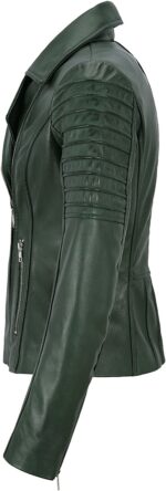 Army Green Women's Stylish Biker Leather Jacket