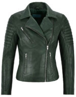 Army Green Women's Stylish Biker Leather Jacket